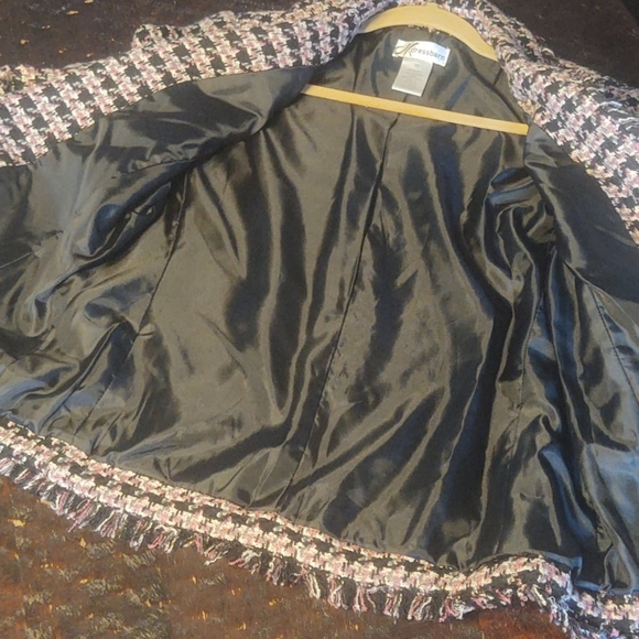 Fringe sleeves tweed blazer jacket size 10 - Picture 4 of 7